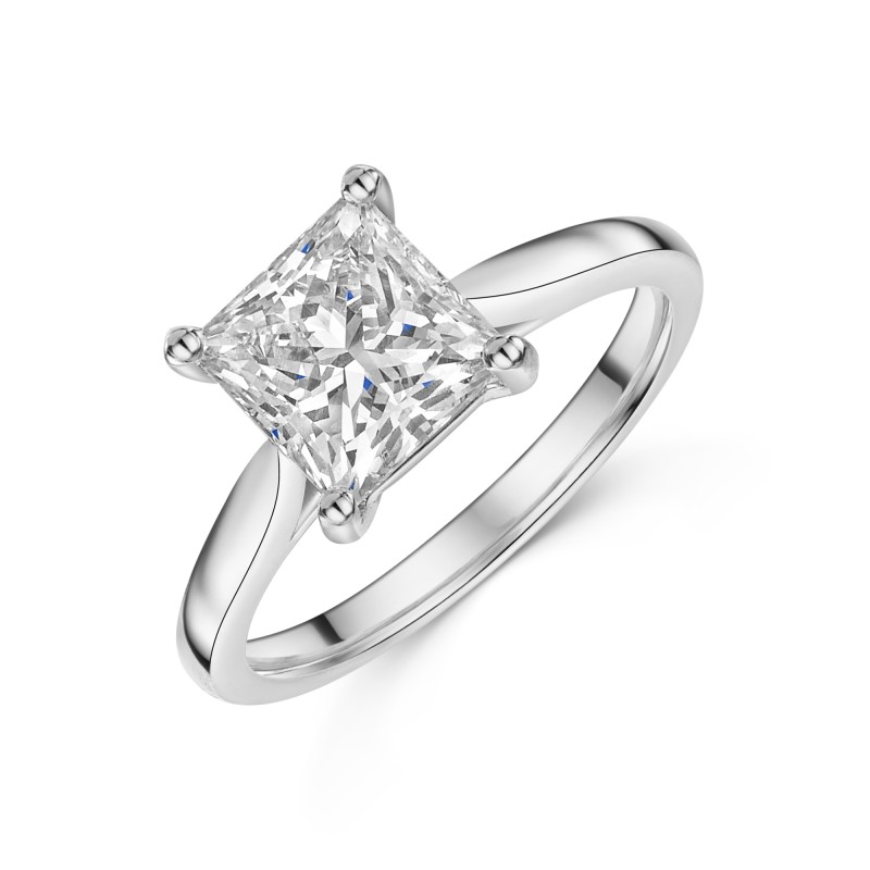 Platinum 2.00ct Lab Grown Princess Cut Diamond Solitaire Ring