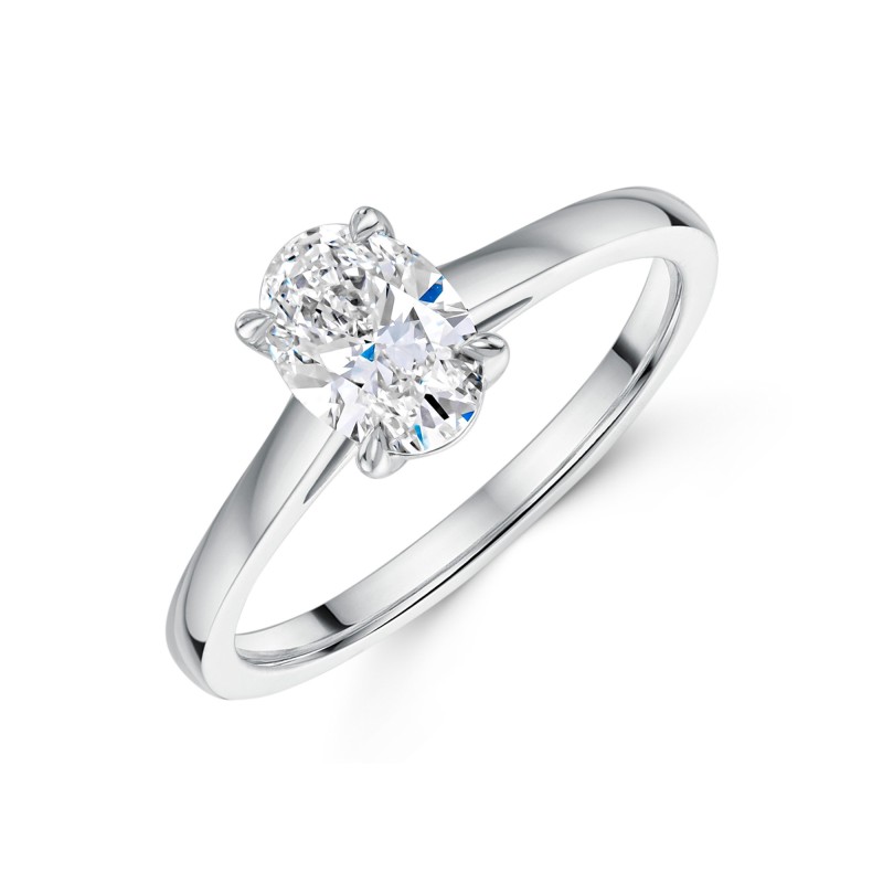 Platinum Lab Grown 1.00ct Oval Diamond Solitaire Ring