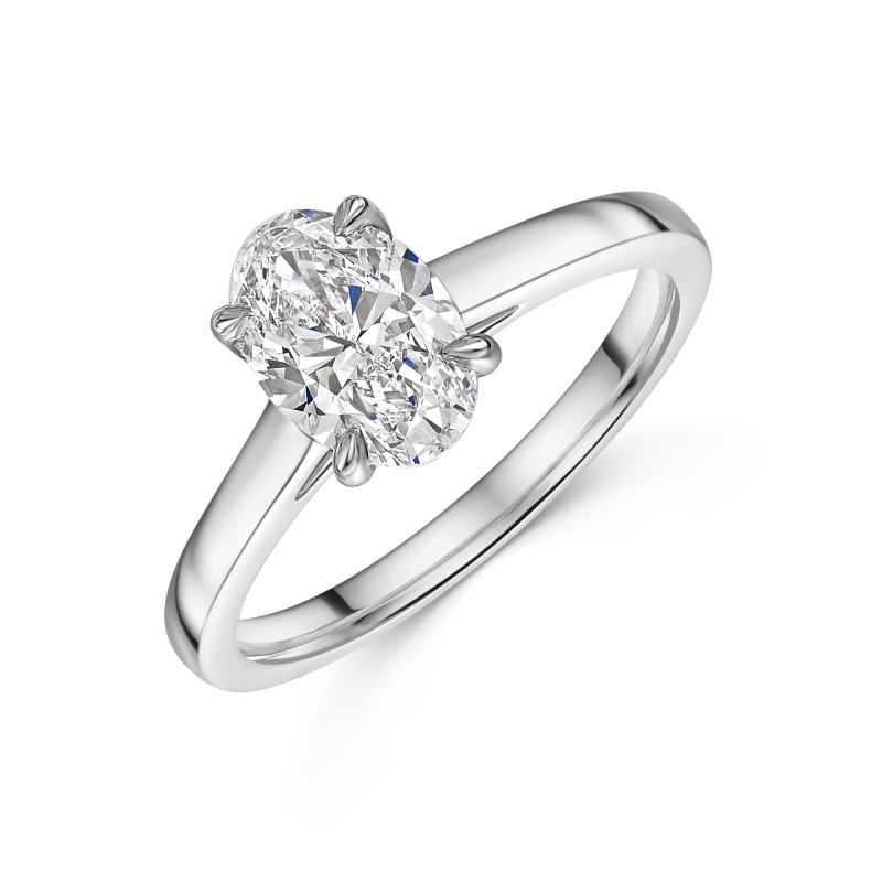Platinum Lab Grown 1.50ct Oval Diamond Solitaire Ring