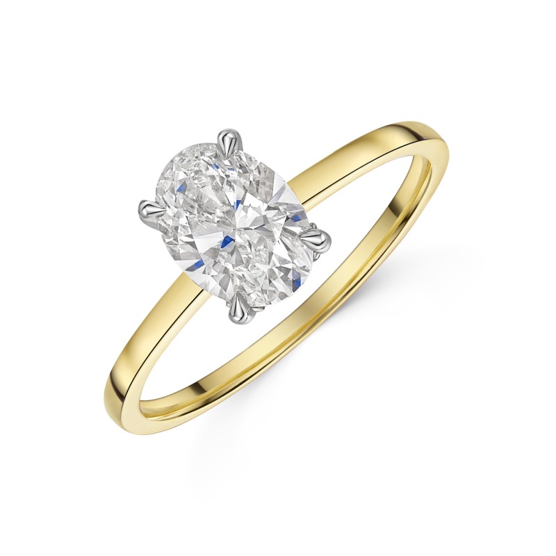 18ct Yellow Gold Lab Grown 1.00ct Oval Hidden Halo Solitaire Ring