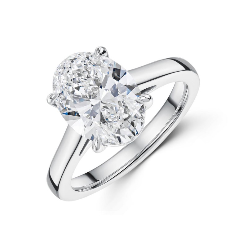 Platinum Oval Cut 3.00ct Lab Grown Diamond Solitaire Ring