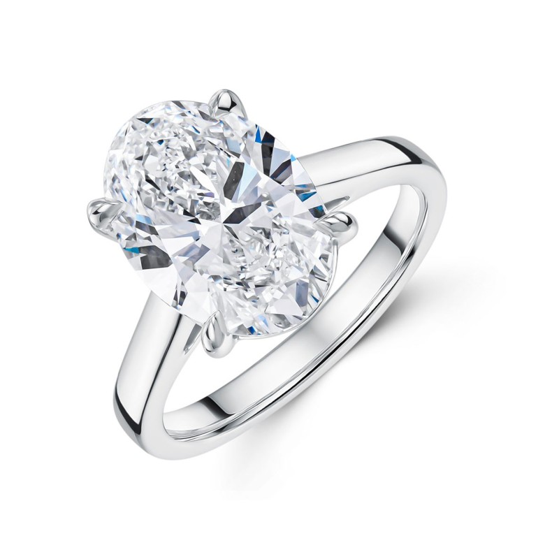 Platinum Oval Cut 4.00ct Lab Grown Diamond Solitaire Ring