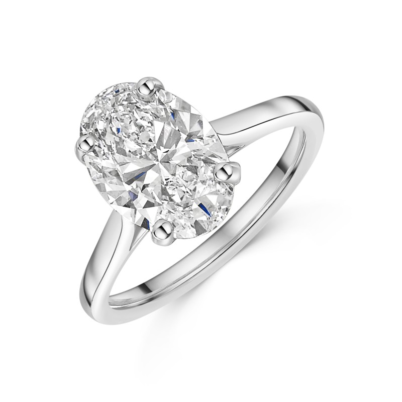 Platinum Lab Grown 3ct Oval Diamond Solitaire Ring