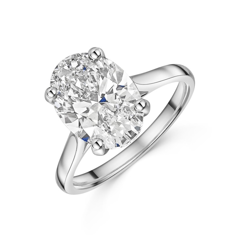 Platinum Lab Grown 4ct Oval Diamond Solitaire Ring