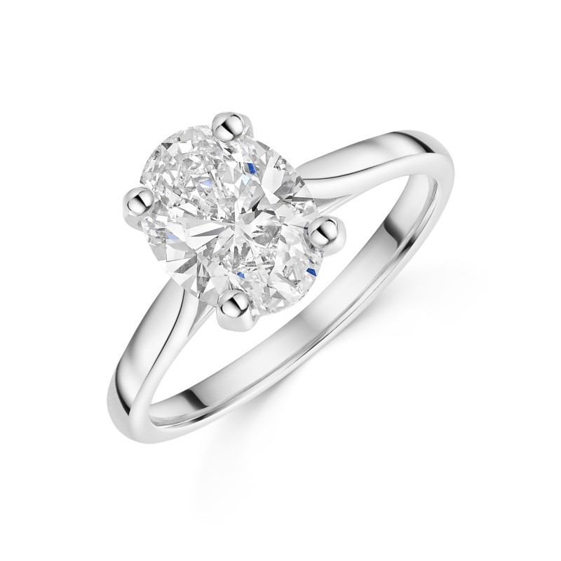 Platinum 2.00ct Oval Cut Lab Grown Diamond Solitaire Ring