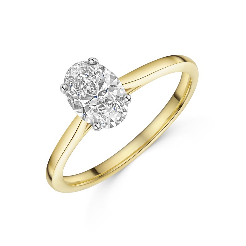 18ct Yellow Gold 1.00ct Oval Cut Lab grown Diamond Solitaire Ring