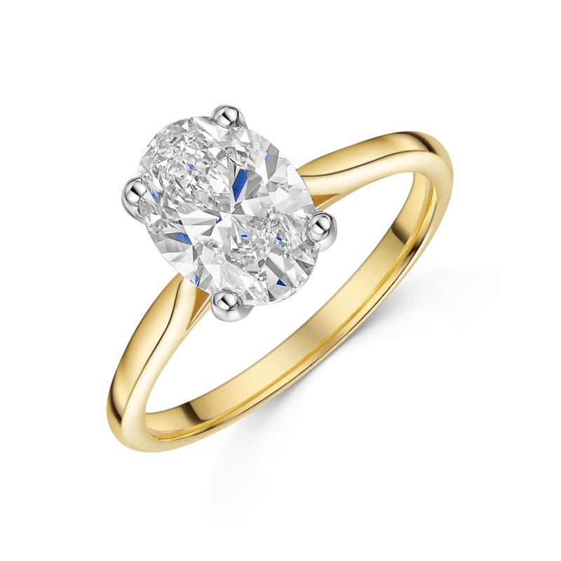 18ct Yellow Gold 2ct Lab Grown Oval Diamond Solitaire Ring