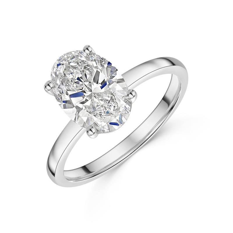 9ct White Gold Oval Cut 2.00ct Lab Diamond 4 Claw Solitaire