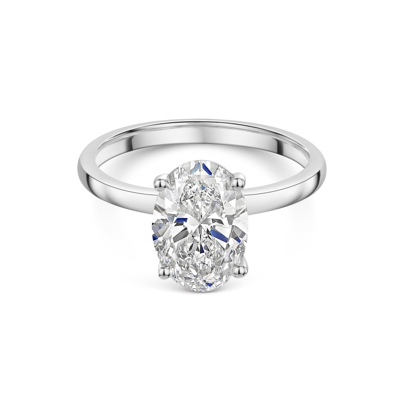 9ct White Gold Oval Cut 2.00ct Lab Diamond 4 Claw Solitaire