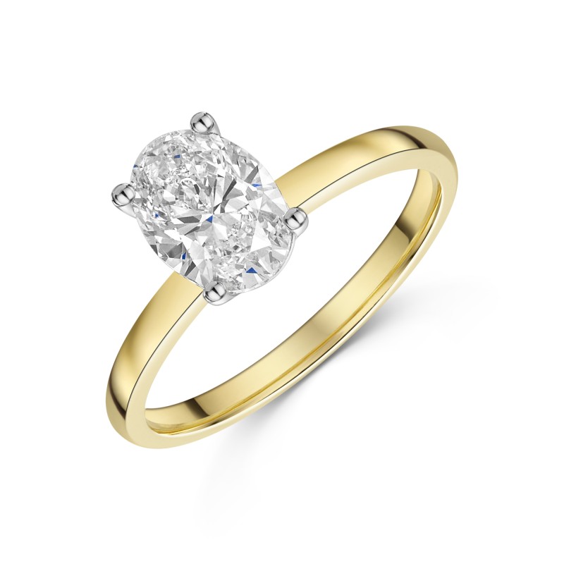 9ct Yellow Gold Oval Cut 1.00ct Lab Diamond 4 Claw Solitaire