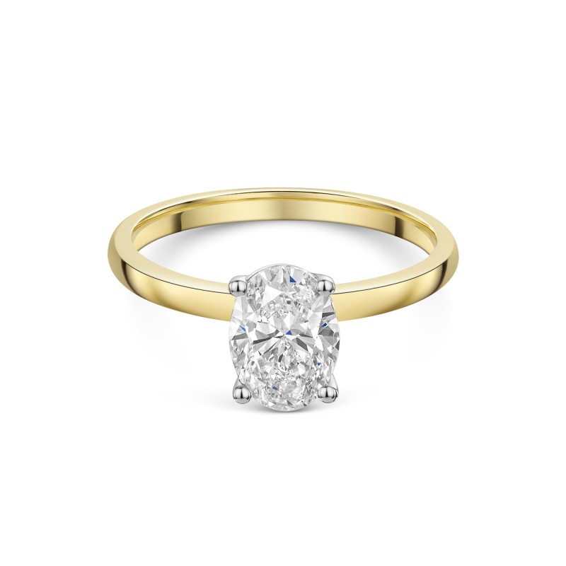 9ct Yellow Gold Oval Cut 1.00ct Lab Diamond 4 Claw Solitaire