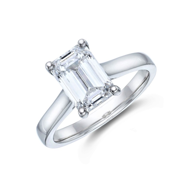 Platinum Emerald Cut 2.00ct Lab Diamond Solitaire Ring