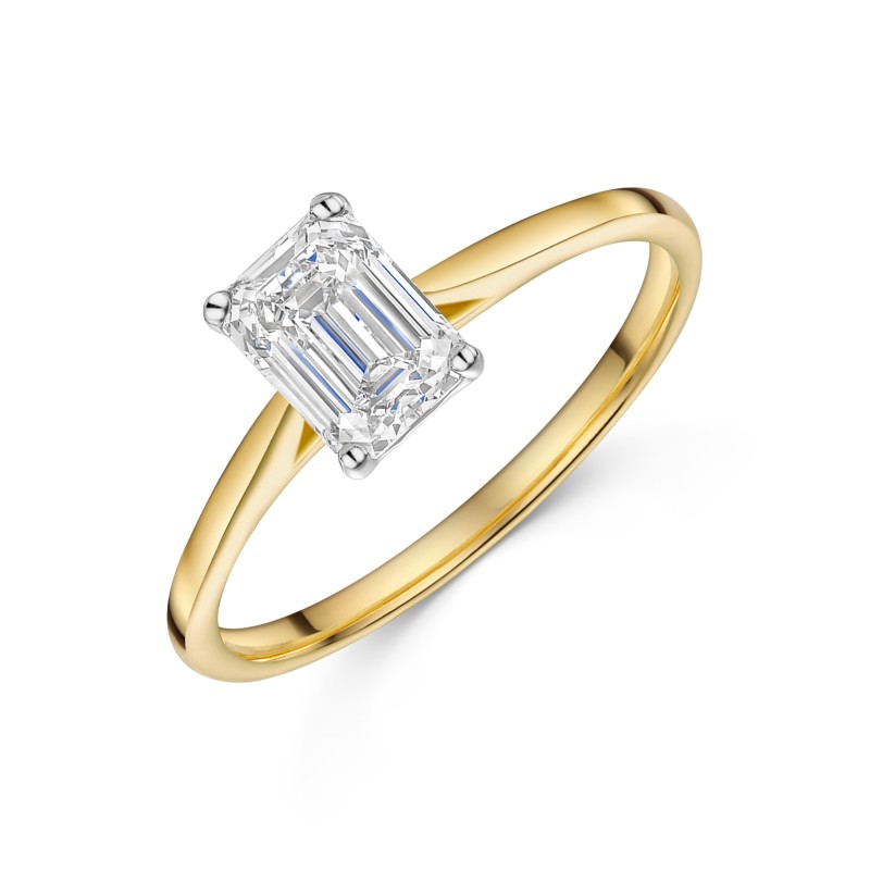 18ct Yellow Gold 1.00ct Emerald Lab Grown Diamond Solitaire Ring