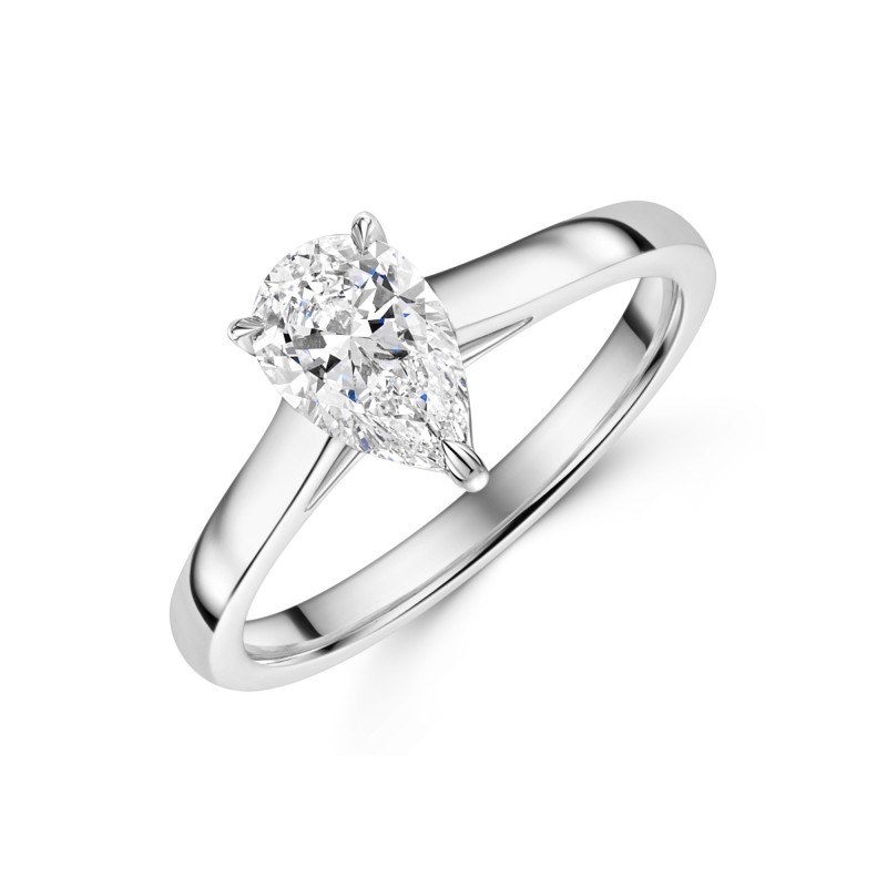 Platinum Lab Grown 1.00ct Pear Diamond Solitaire Ring
