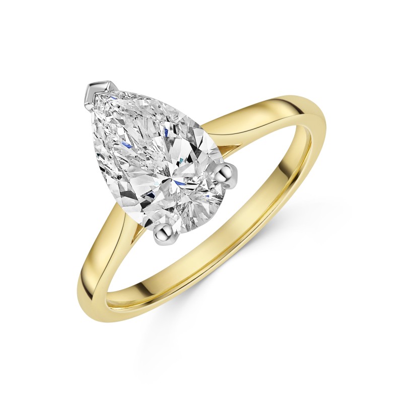 18ct Yellow Gold Pear Cut 2.00ct Lab Grown Diamond Solitaire Ring