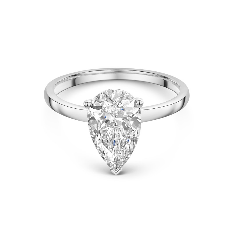 9ct White Gold Pear Shape 2.00ct Lab Diamond 4 Claw Solitaire