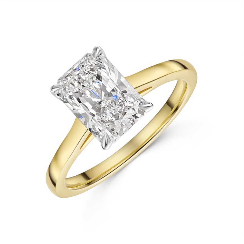 18ct Yellow Gold Radiant Cut 2.00ct Lab Grown Diamond Solitaire