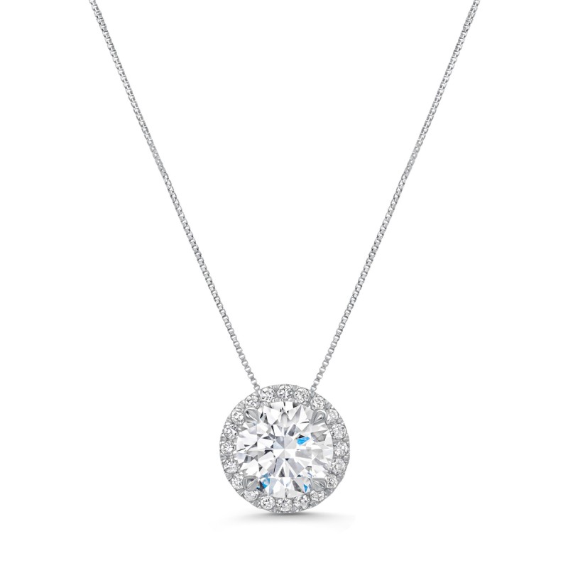 18ct White Gold Lab Grown 2.25ct Round Brilliant Diamond Pendant