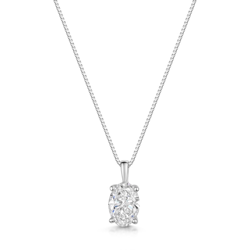 18ct White Gold Lab Grown 0.70ct Oval Diamond Pendant