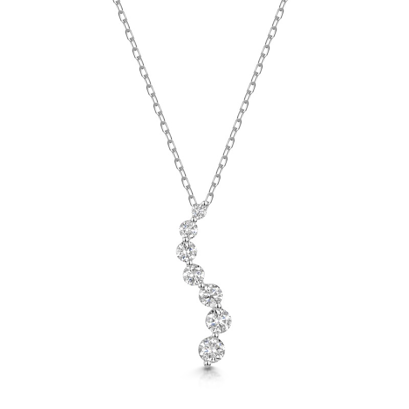 9ct White Gold 0.75ct Round Brilliant Lab Grown Diamond Journey Pendant