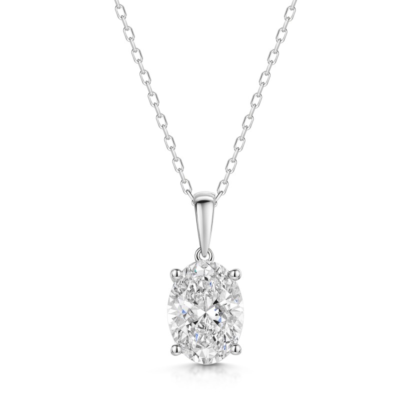 18ct White Gold Oval Cut 3.00ct Lab Grown Diamond Pendant