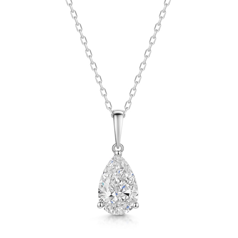 18ct White Gold Pear Shape 2.00ct Lab Grown Diamond Pendant