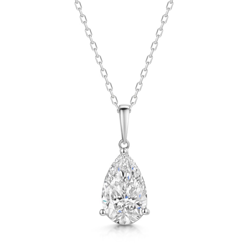 18ct White Gold Pear Shape 3.00ct Lab Grown Diamond Pendant
