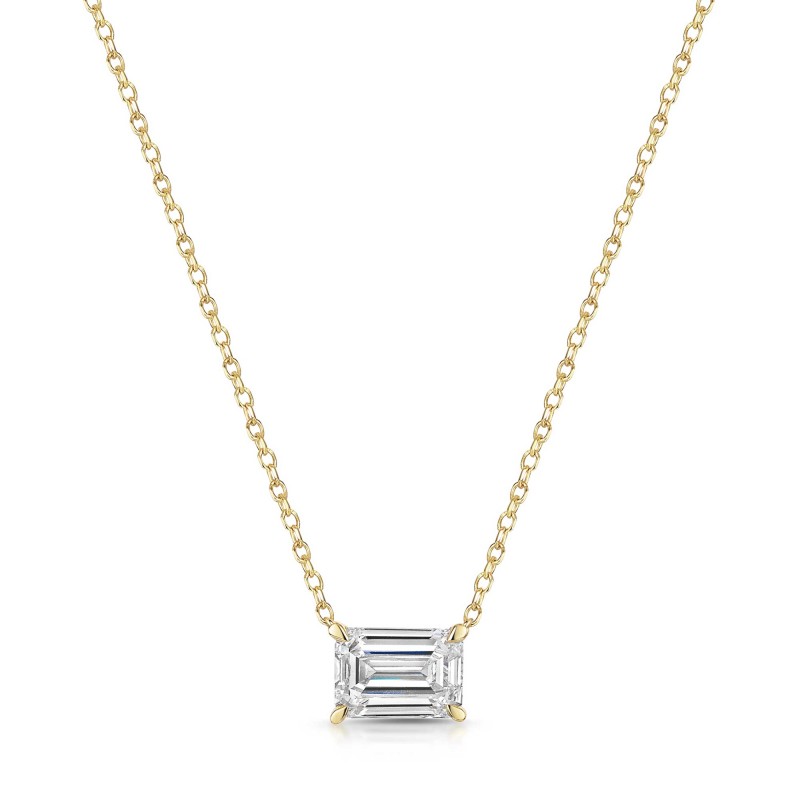 18ct Yellow Gold Emerald Cut 1.00ct Lab Grown Diamond Pendant