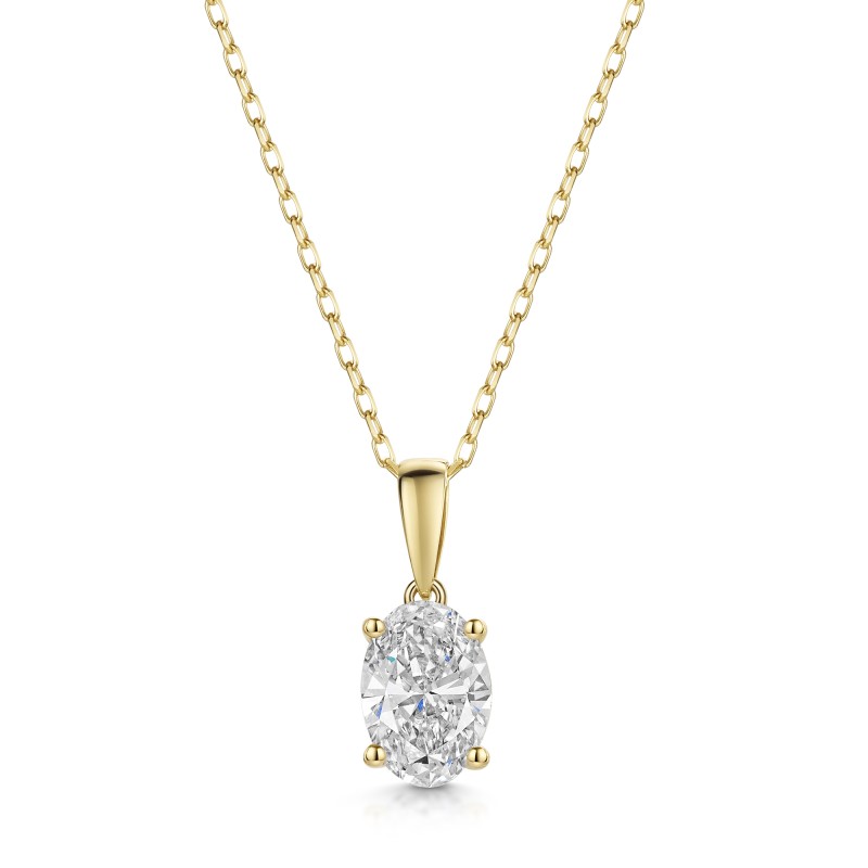 18ct Yellow Gold 1.50ct Oval Cut Lab Grown Diamond Solitaire Pendant