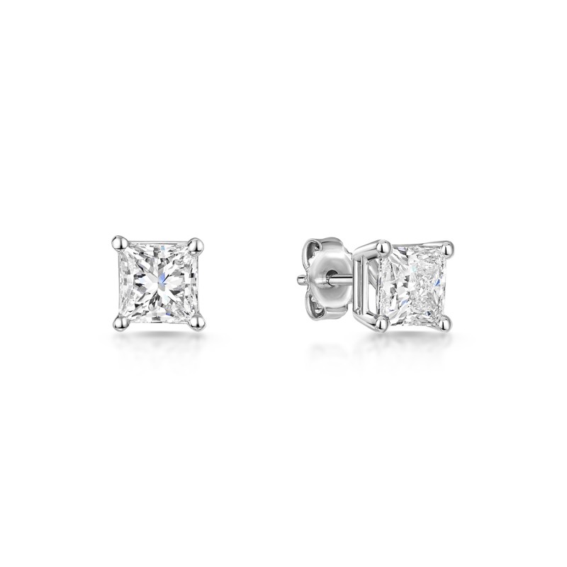 Platinum Princess Cut 1.50ct Lab Grown Diamond Earrings