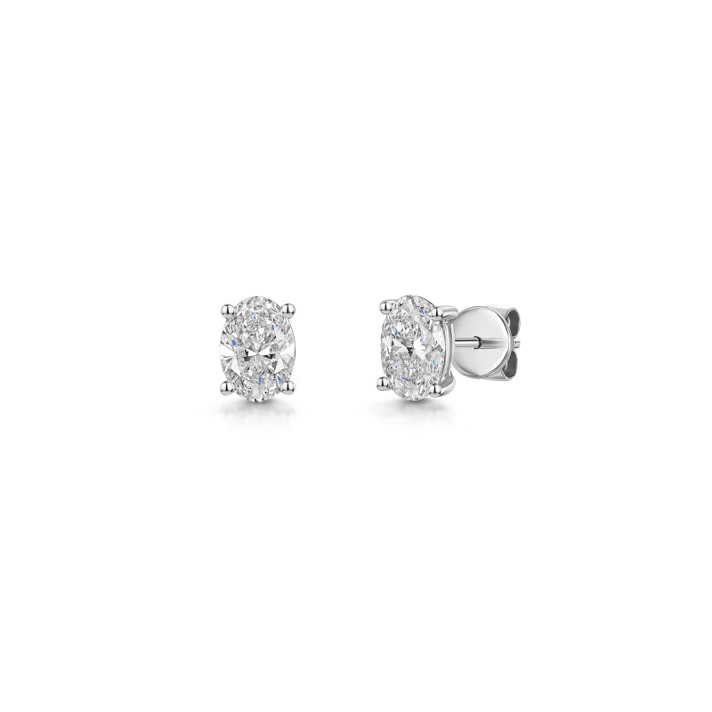 18ct White Gold Oval Cut 1.00ct Lab Grown Diamond Stud Earrings