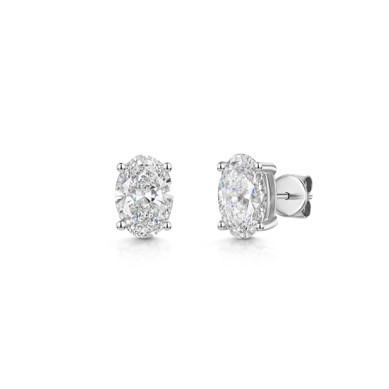 18ct White Gold Oval 3.00ct Lab Grown Diamond Stud Earrings