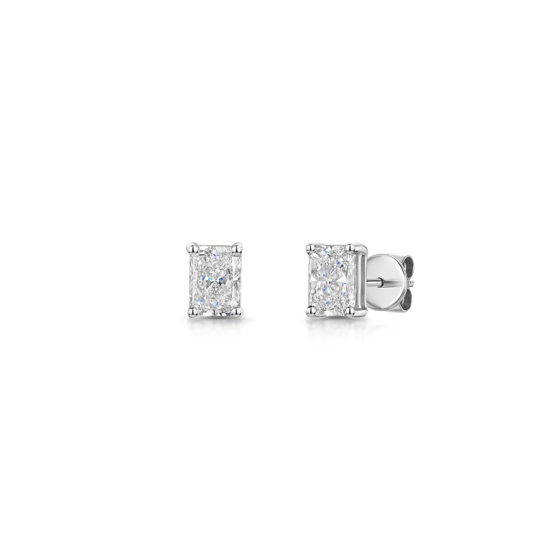 18ct White Gold Radiant Cut 1.00ct Lab Grown Diamond Stud Earrings