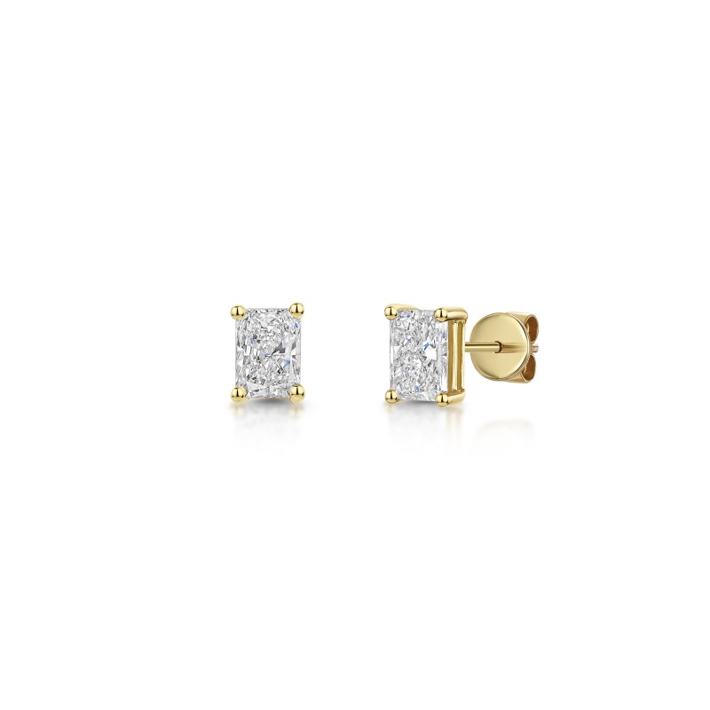 18ct Yellow Gold Radiant Cut 1.00ct Lab Grown Diamond Stud Earrings