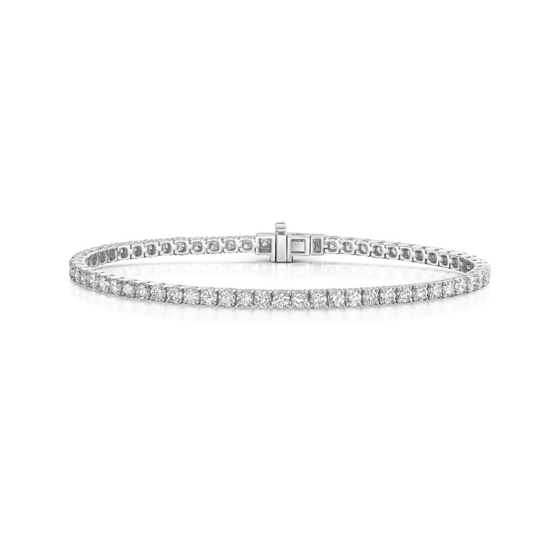 18ct White Gold Round Brilliant 5.00ct Lab Diamond 4 Claw Tennis Bracelet