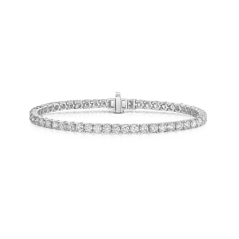 18ct White Gold Round Brilliant 7.00ct Lab Grown Diamond 4 Claw Tennis Bracelet
