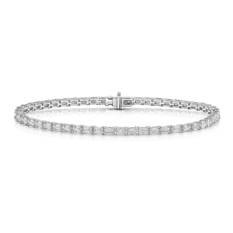 18ct White Gold Emerald Cut 5ct Lab Grown Diamond Bracelet