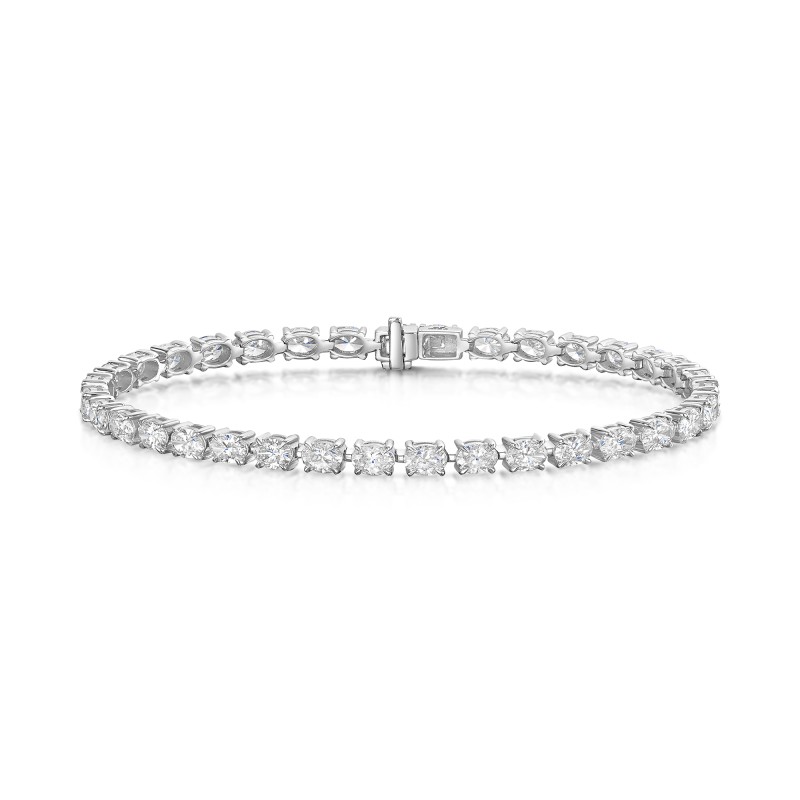 18ct White Gold Oval Cut 7.00ct Lab Grown Diamond Bracelet