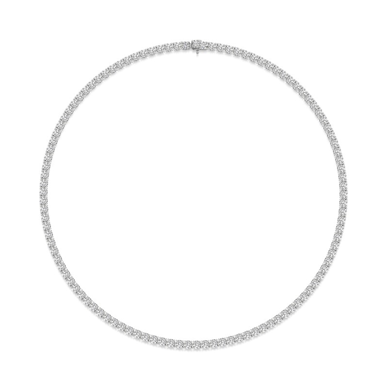 18ct White Gold Round Brilliant 19.60ct Lab Grown Diamond Tennis Necklet
