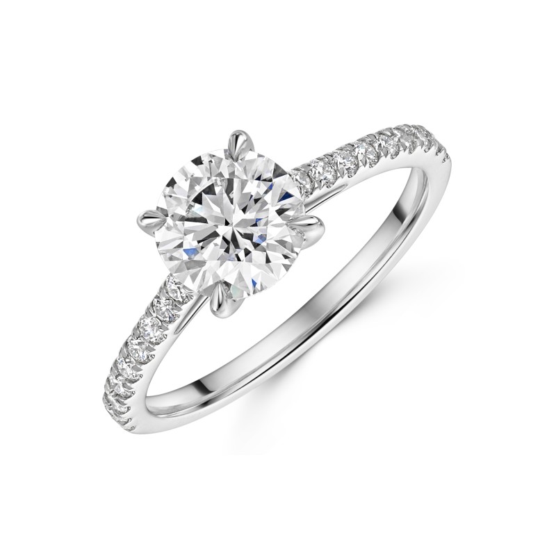 Platinum Lab Grown 1.50ct Round Brilliant Diamond Shoulders Ring