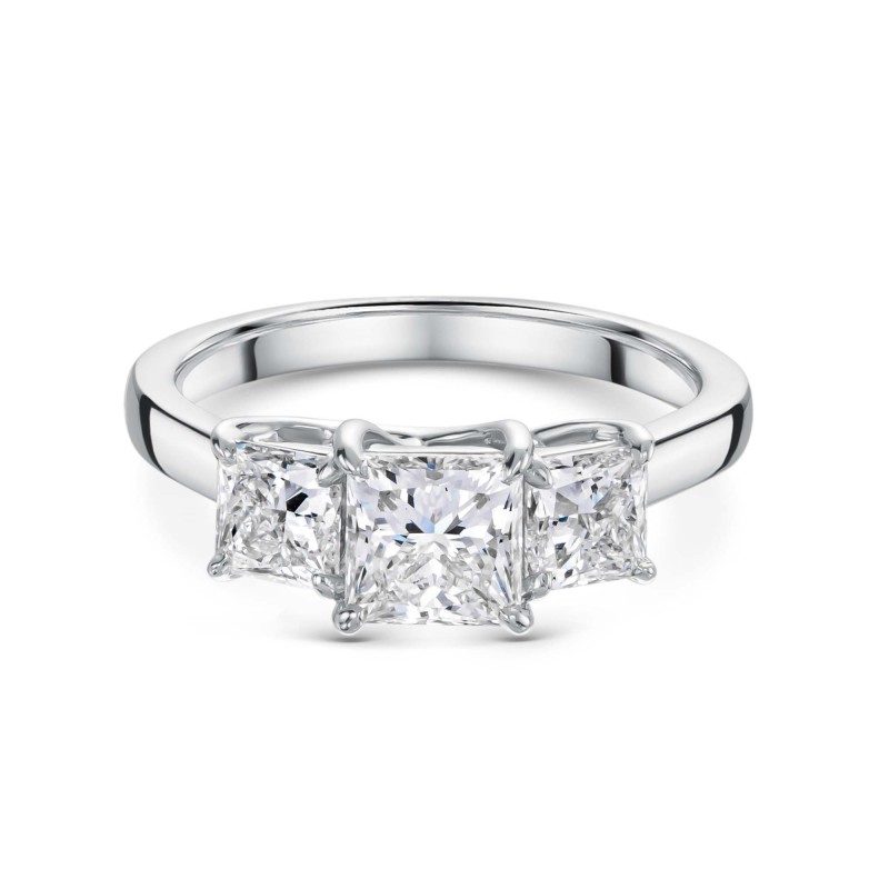 Platinum Princess Cut 2.00ct Lab Grown Diamond 3 Stone Ring