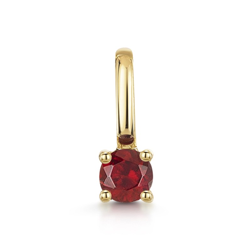 9ct Yellow Gold Round Brilliant Garnet Solitaire Pendant Charm