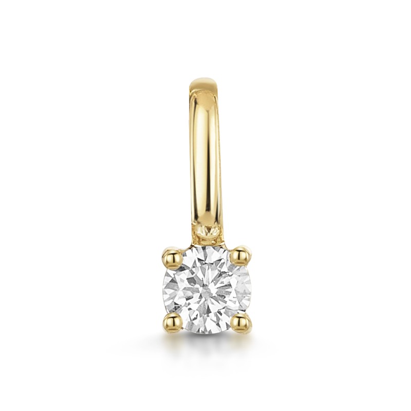 9ct Yellow Gold Round Brilliant Lab Grown Diamond Solitaire Pendant Charm