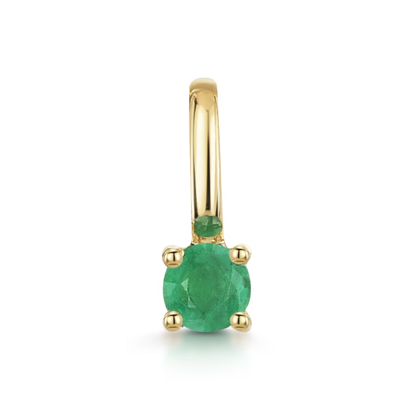 9ct Yellow Gold Round Brilliant Emerald Solitaire Solitaire Pendant Charm