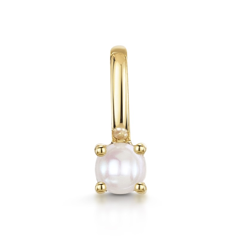 9ct Yellow Gold Round Brilliant Pearl Solitaire Pendant Charm