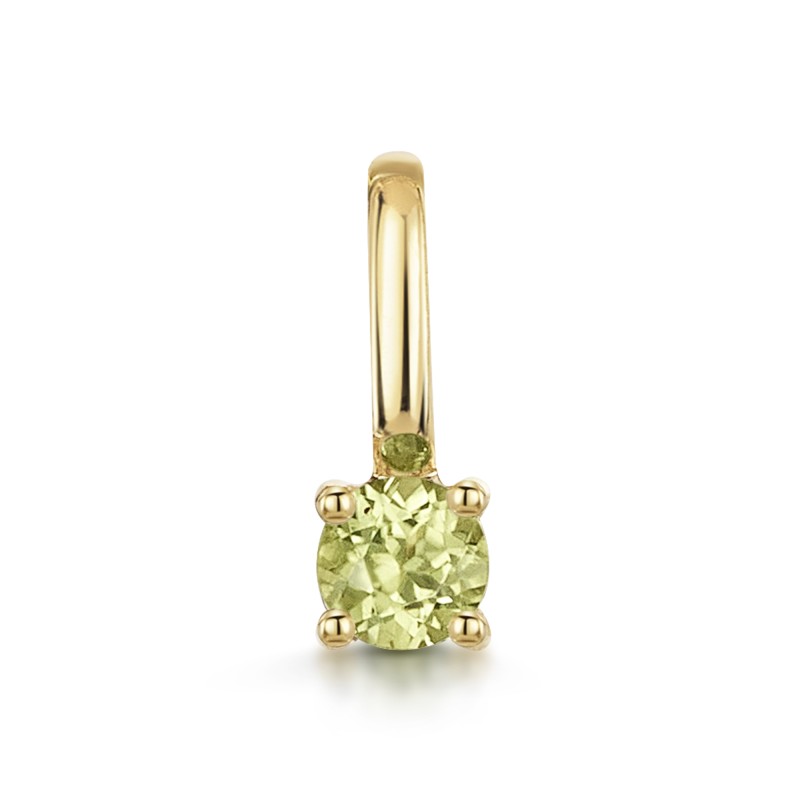 9ct Yellow Gold Round Brilliant Peridot Solitaire Pendant Charm