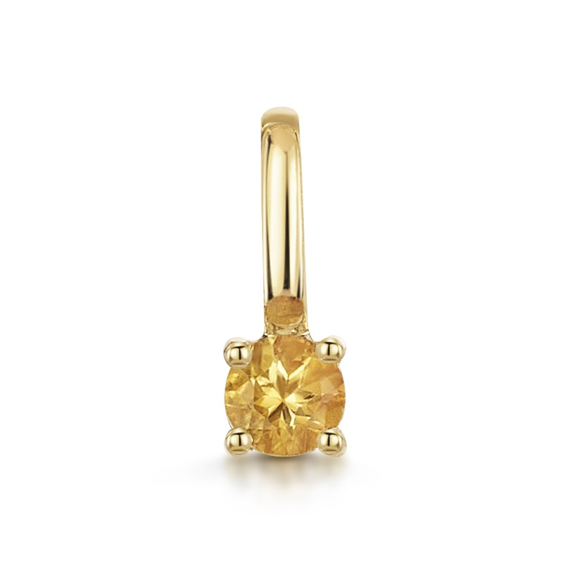 9ct Yellow Gold Round Brilliant Citrine Solitaire Pendant Charm