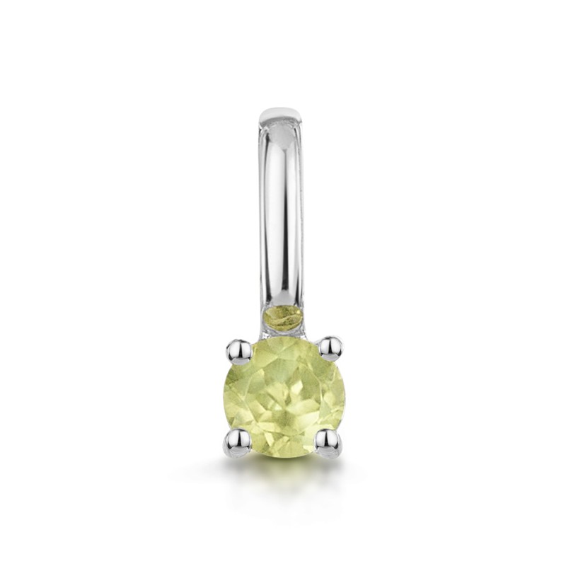 9ct White Gold Round Brilliant Peridot Solitaire Pendant Charm
