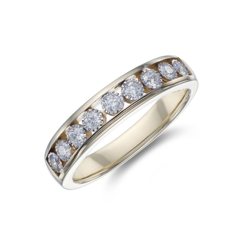 9ct Yellow Gold Round Brilliant 0.32ct Diamond Eternity Ring
