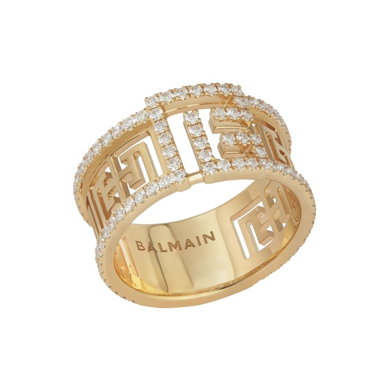 Balmain 18ct Yellow Gold Labyrinth Diamond Pavé Frieze Ring ABAJ02RG00003